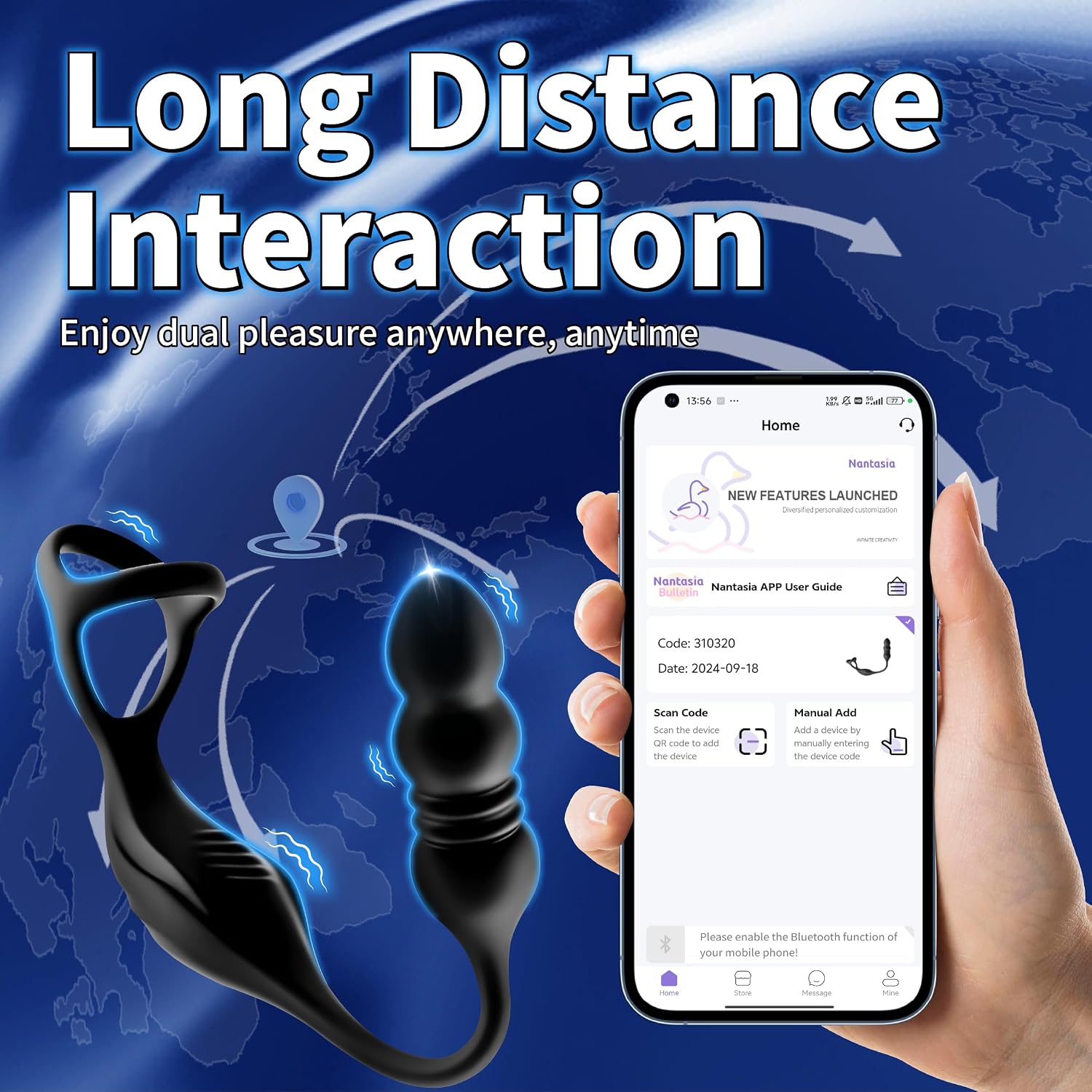Pro Personal Wellness Massager – Remote-Control Rechargeable Device with 9 Vibration Modes, Flexible Beaded Design, Ergonomic Comfort & Adjustable Wearable Fit