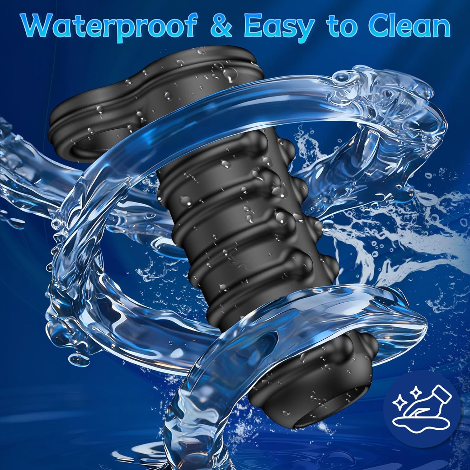 3D Performance Wellness Sleeve – Reusable Waterproof Silicone Extension with Support Ring, Textured Ergonomic Surface, Flexible Comfort Fit & Durable Black Finis.