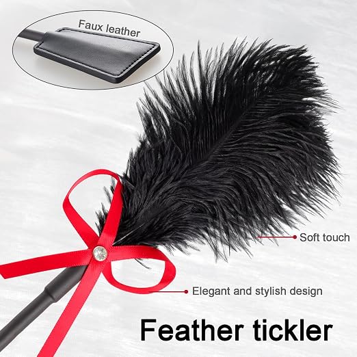 Premium 3-Piece Leather Personal Wellness Accessory Set  Elegant Multi-Accessory Set Featuring a Leather Crop, Soft Feather Tickler, and Durable Flexible Design—Crafted for Discreet, Premium Personal Care and Relaxation.