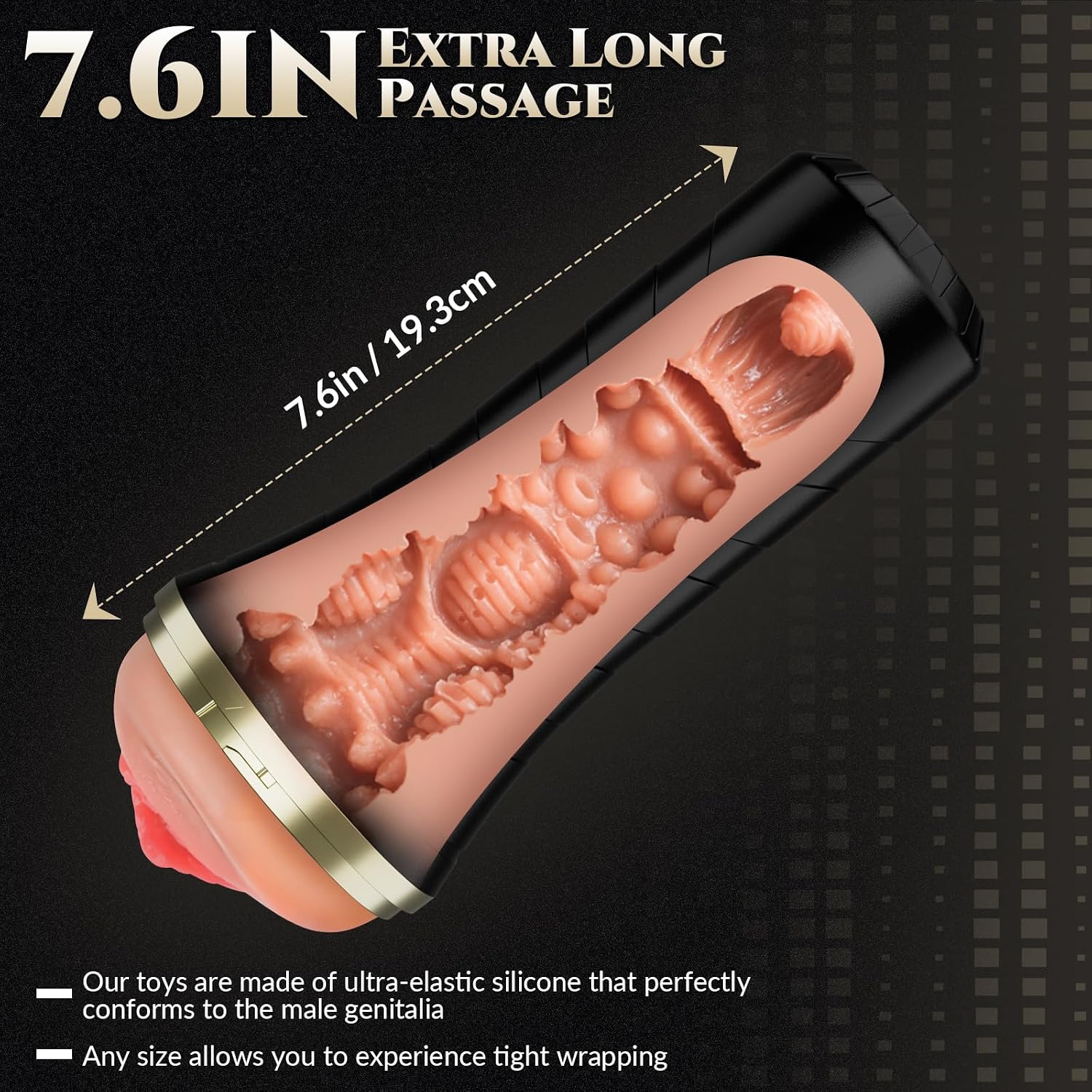 Personal Wellness Massager – Premium Soft-Touch Stroker with 7.5-Inch Textured Comfort Channel, Lifelike Flexible Interior, Ergonomic Grip & Portable Design