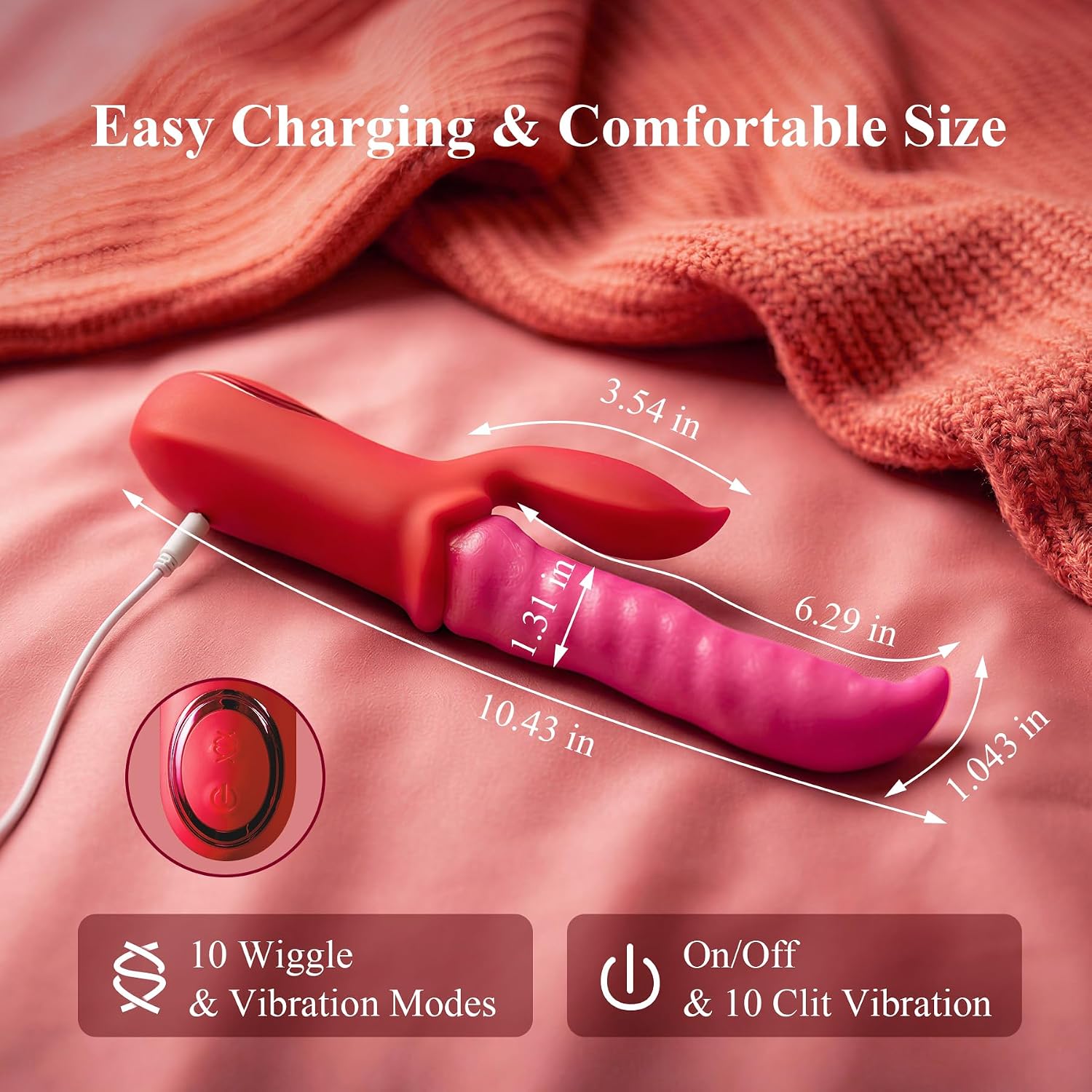 3-in-1 Personal Wellness Massager – Waterproof Silicone Device with 10 Wave Modes, 10 Gentle Vibration Settings, Ergonomic Comfort Design & 6.29-Inch Profile