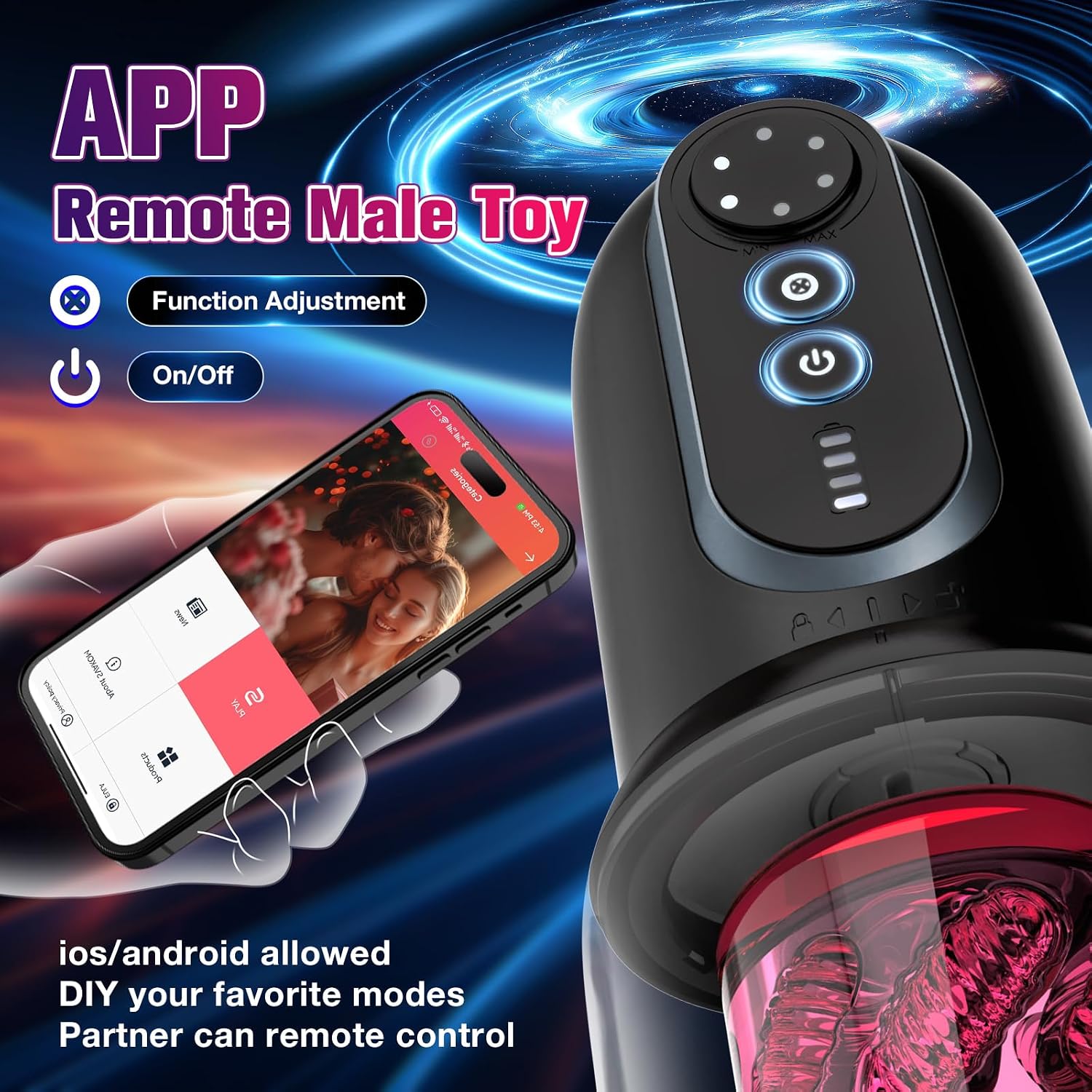 Smart Personal Wellness Massager – App-Controlled Automatic Device with Thrusting, Rotating, Suction & Gentle Motion Functions, Power Display & Ergonomic Soft-Touch Design