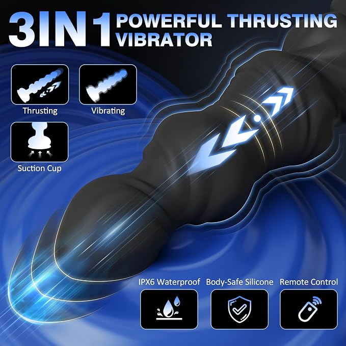 Pro Personal Wellness Massager – Remote-Controlled Silicone Device with 10 Dynamic Motion & Vibration Modes, Gradual Beaded Design, Stable Suction Base & Ergonomic Comfort Fit