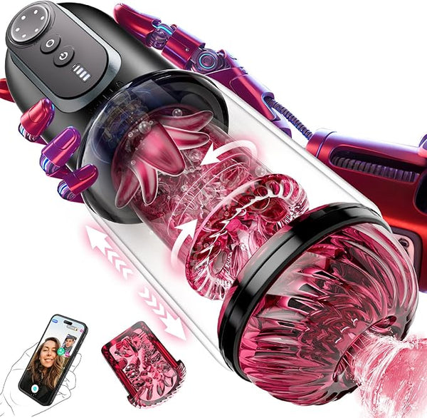 Smart Personal Wellness Massager – App-Controlled Automatic Device with Thrusting, Rotating, Suction & Gentle Motion Functions, Power Display & Ergonomic Soft-Touch Design
